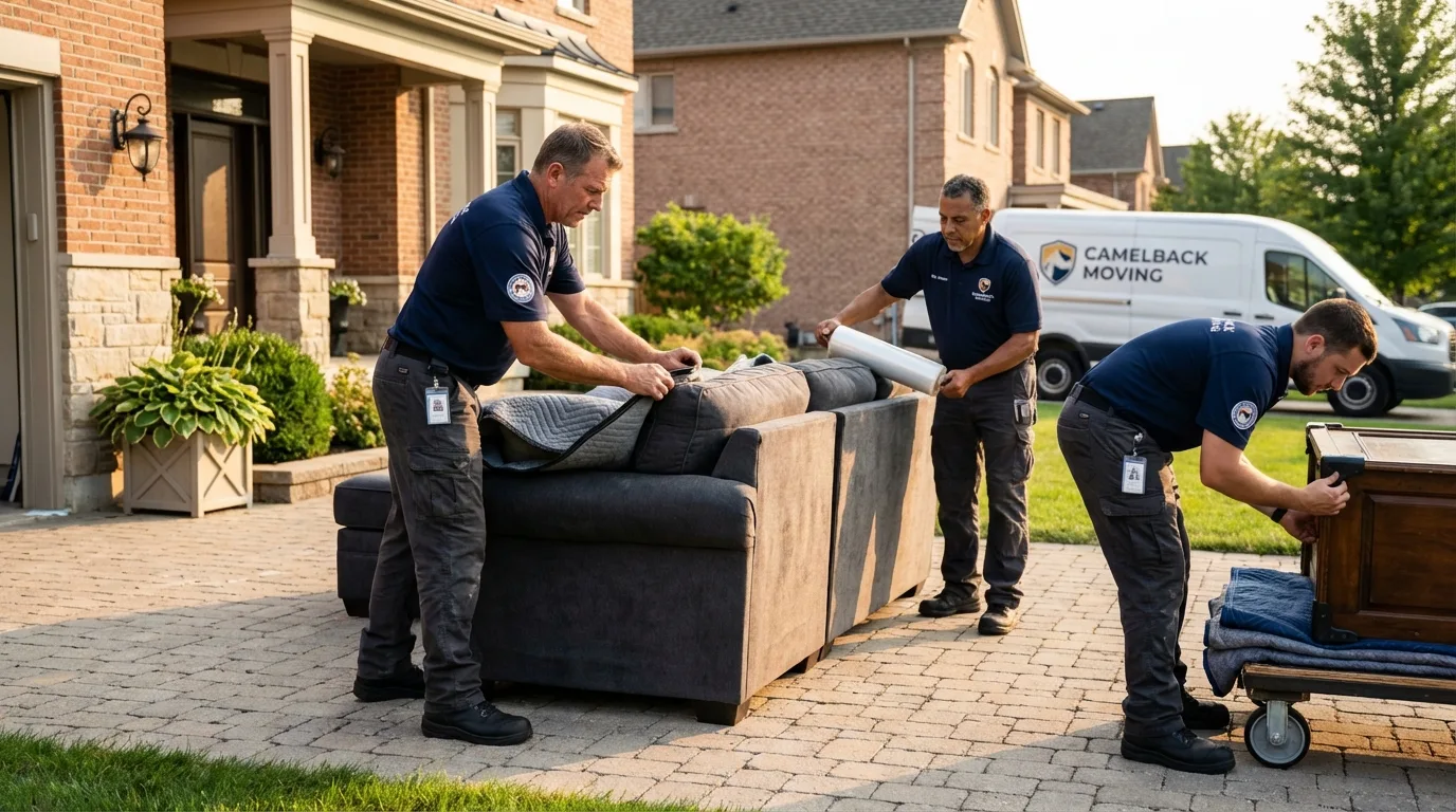 Large estate moving crew wrapping furniture in Homer, NY