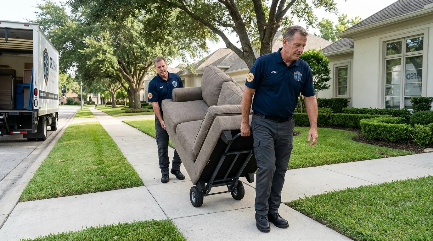 Local residential moving crew loading furniture in Homer, NY